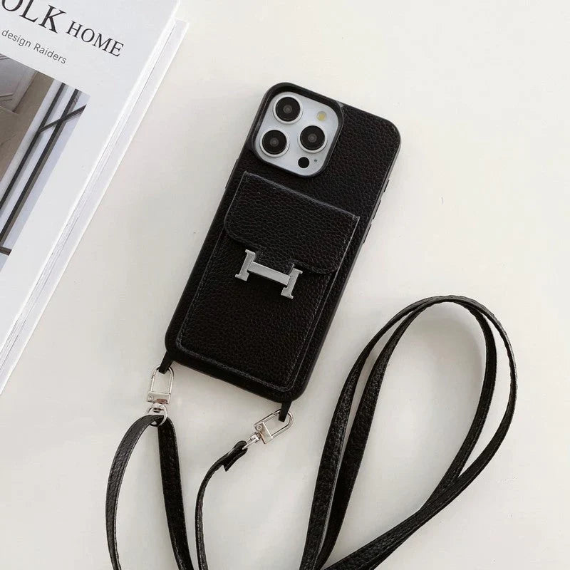 H Card Bag Leather Crossbody iPhone Case