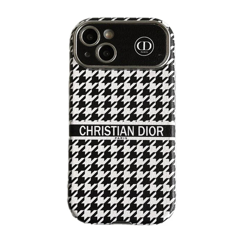 CD White & Brown Color Leather iPhone Case