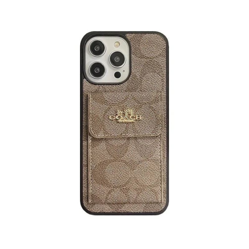 Coach iPhone Case With Card Holder Wallet Coffee -SZK240425