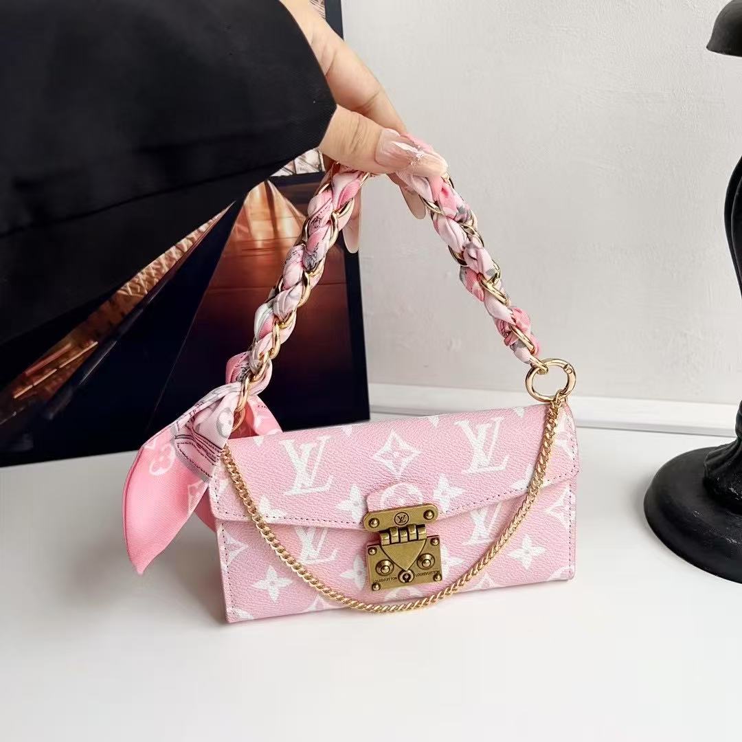 Letter Holster Scarf Chain Wallet Case For iPhone