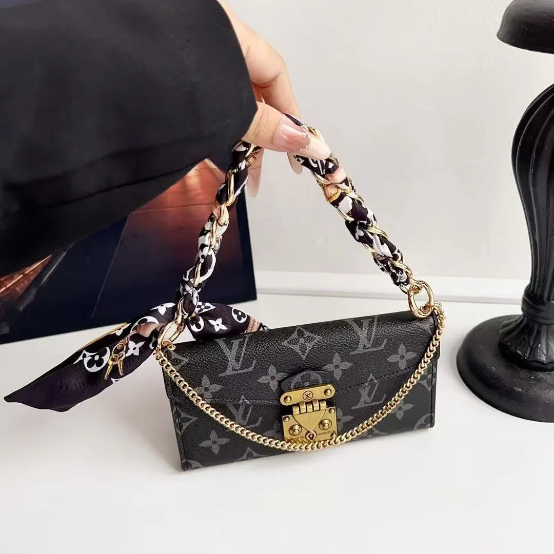 Letter Holster Scarf Chain Wallet Case For iPhone&Samsung S23U/S24U/S25U