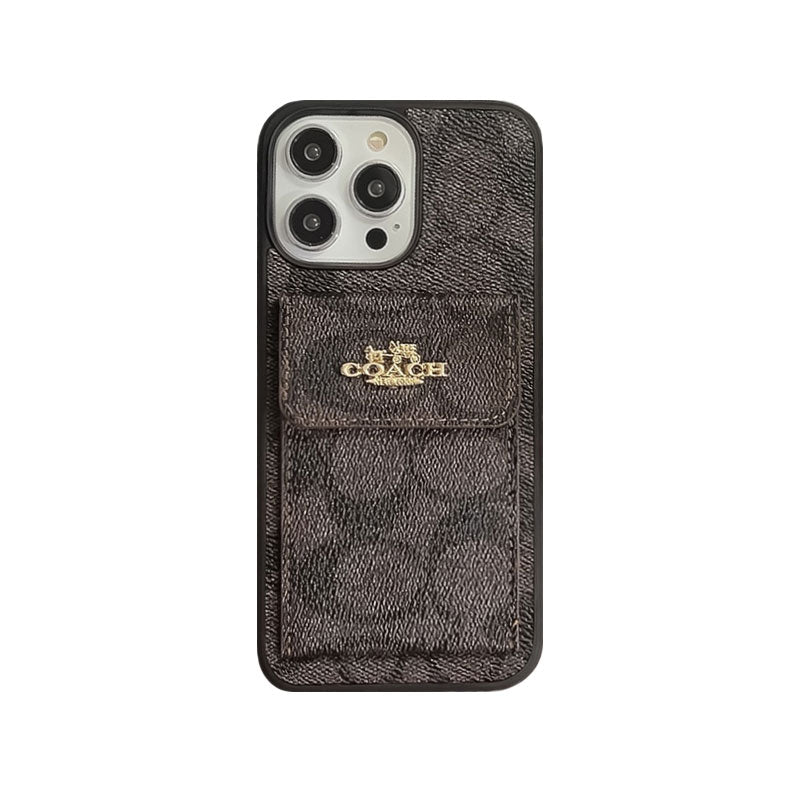 Coach iPhone Case With Card Holder Wallet Light Brown -SZK240425