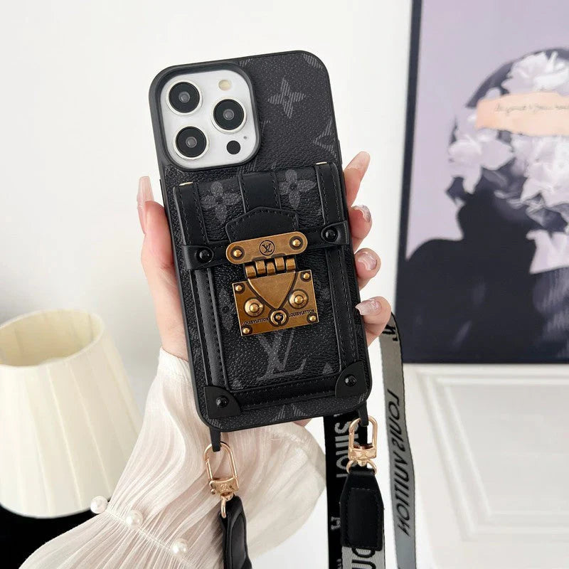 Lou Black & White Crossbody Chain iPhone Case