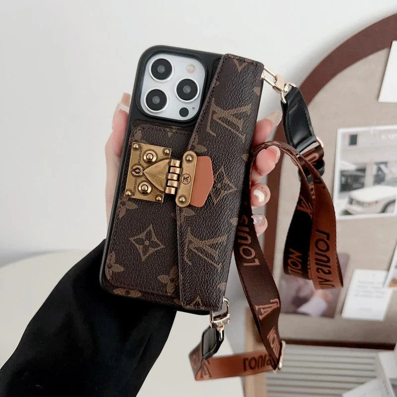 Lou Lock Card Bag Crossbody Chain iPhone Case