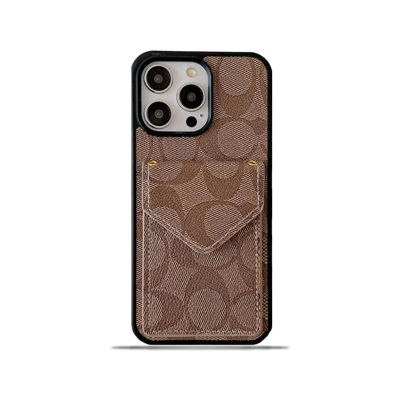 Coach iPhone Case With Card Holder And Strap Light Brown -SJ240513