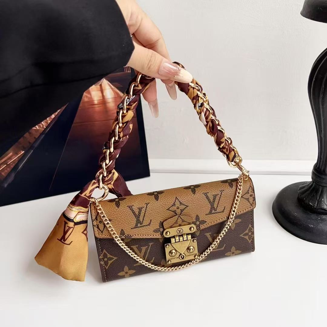 Letter Holster Scarf Chain Wallet Case For iPhone&Samsung S23U/S24U/S25U