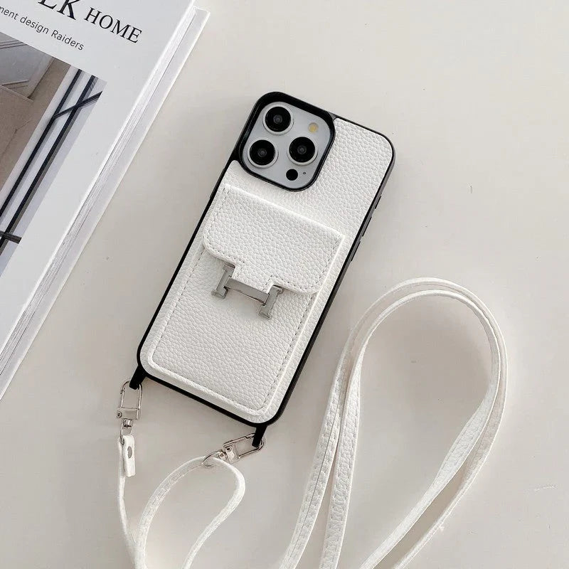 H Card Bag Leather Crossbody iPhone Case
