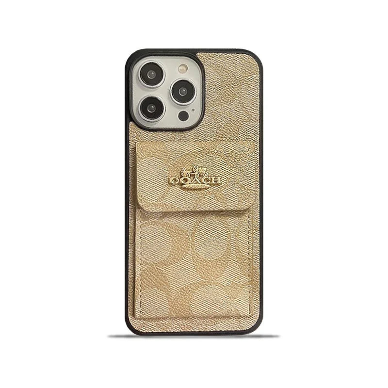 Coach iPhone Case With Card Holder Wallet Coffee -SZK240425