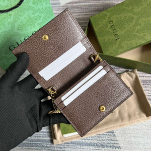 Ophidia Card Case Wallet Supreme Canvas Beige For Women 4.3in/11cm 523155 96IWG 8745-1-2