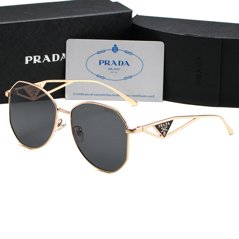 Unisex Triangle Logo Metal Sunglassess