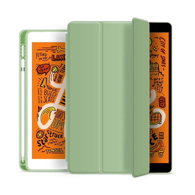 LEATHER FRESH SUMMER THEME PATTERN APPLE IPAD CASE WITH PENCIL HOLDER