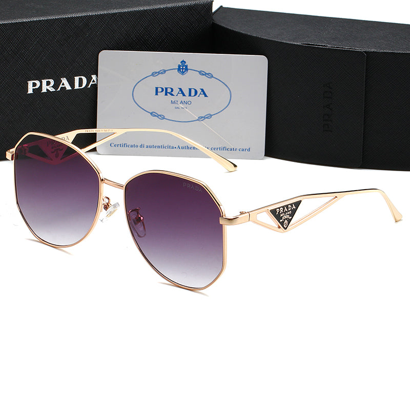 Unisex Triangle Logo Metal Sunglassess