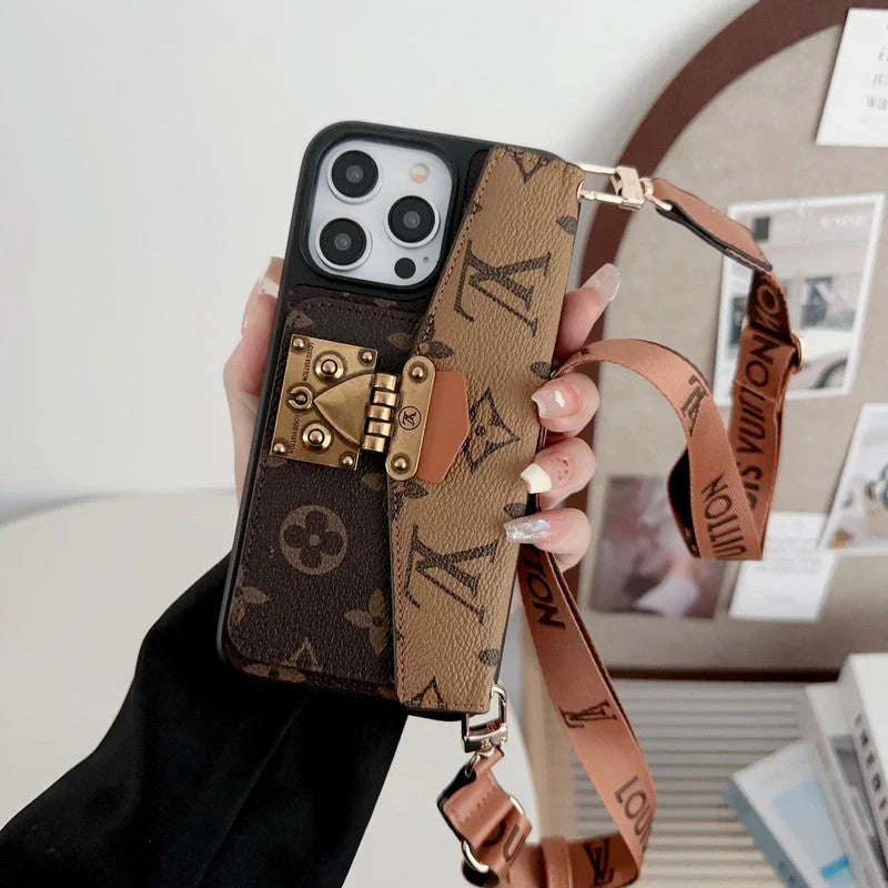 Lou Lock Card Bag Crossbody Chain iPhone Case
